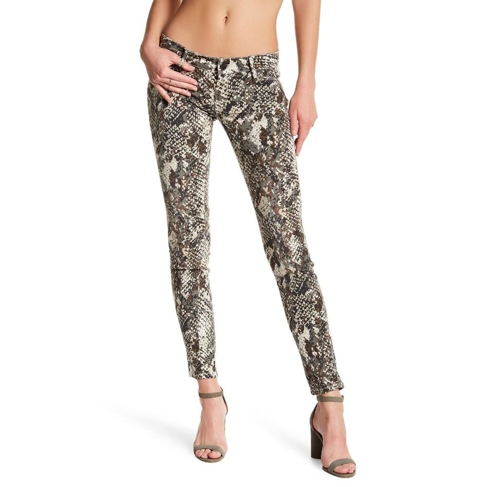 ETIENNE MARCEL snake reptile print low rise skinny jeans in camo Size 25 NEW - Picture 2 of 6